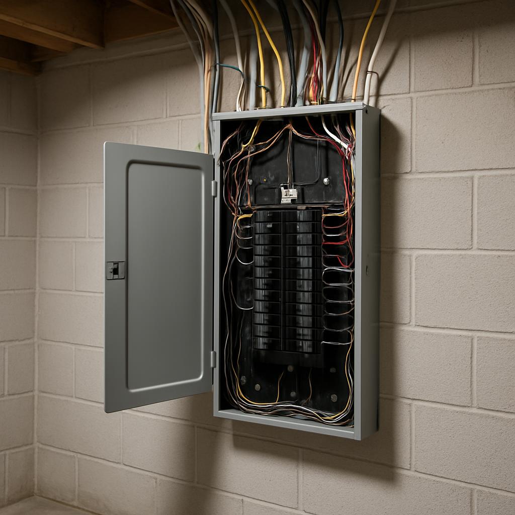 The main electrical panel is composed of a metal box that contains fuses or circuit breakers as well as electrical wiring,...
